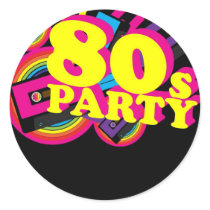 80s Party Round Stickers