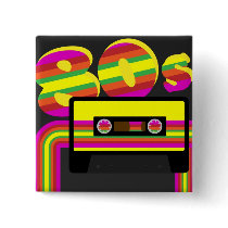80s Retro Party Pinback Button