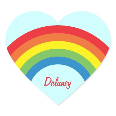 80's Retro Rainbow Heart Name Stickers by teeboutique