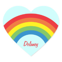 80's Retro Rainbow Heart Name Stickers