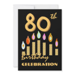 80th - 89th Birthday Party Invitation Gold Candles