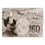 80th Birthday card for mother,The candle and rose