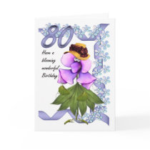 80th Birthday Card with Moonies cute bloomers,