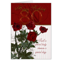 80th Birthday Card With Roses