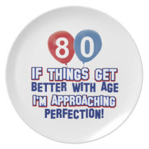 80th birthday designs dinner plate
