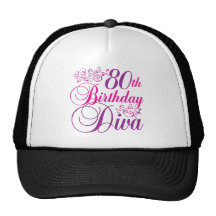 80th Birthday Diva Trucker Hats