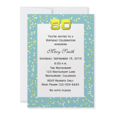 80th Birthday Invitation -- Confetti by henishouseofpaper