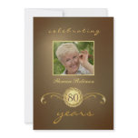 80th Birthday Invitations - Antique Gold Monogram