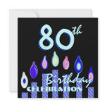 80th Birthday Party Blue Striped Candles Template