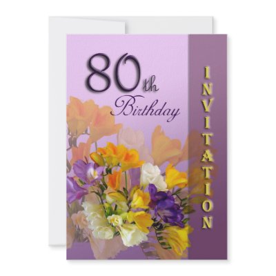 80th Birthday Party Invitation - Freesias by MarionsCards