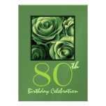 80th Birthday Party Invitation Kelly Green Roses