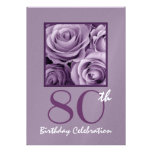 80th Birthday Party Invitation Lilac Purple Roses