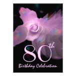 80th Birthday Party Invitation PINK Butterfly Rose