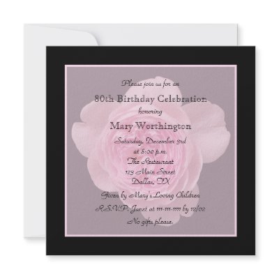 80th Birthday Party Invitation - Rose for 80th by henishouseofpaper
