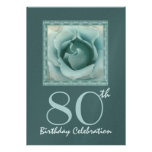 80th Birthday Party Invitation TEAL Rose