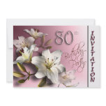 80th Birthday Party Invitation - white Lilies