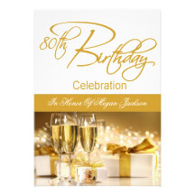 80th Birthday Party Personalised Invitation