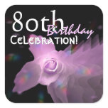 80th Birthday Party Pink Dancing Butterfly Rose Stickers