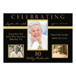 80th Birthday Party Tri Photo Invitations invitations