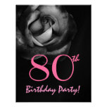 80th Birthday Template White Rose Metallic W244 Personalised Invite