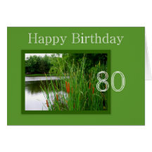 80th Happy Birthday Cat Tails on Pond Cards