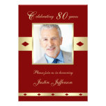 80th Photo Birthday Party Invitation - Burgundy 80