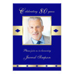 80th Photo Birthday Party Invitation - Navy 80