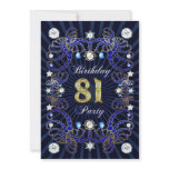 81st birthday party invite with masses of jewels