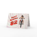82nd Birthday card with a motorbike girl