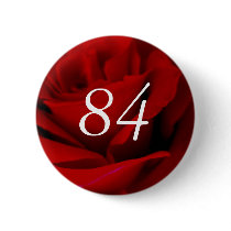 84th Birthday Red Rose Party Favour Button