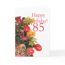 85 th birthday red yellow bouquet cards