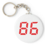 86 eighty-six red alarm clock digital number key chains