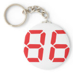 86 eighty-six red alarm clock digital number keychain