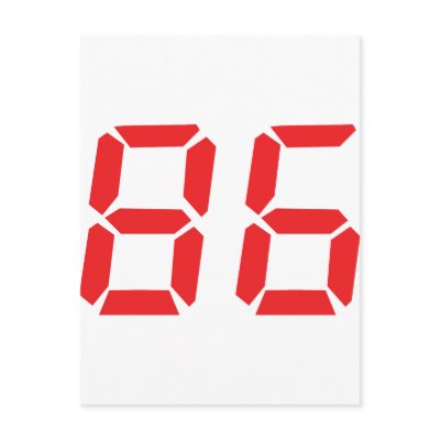 86 eighty-six red alarm clock digital number postcard by Tomaniac