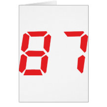 87 eighty-seven red alarm clock digital number card