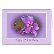 87th Birthday Card with Pink and Lavender Florals