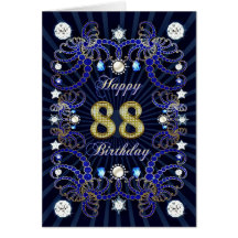 88th birthday card with masses of jewels