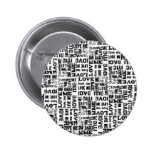 8928 BLACK WHITE LOVE TYPOGRAPHY DIGITAL ART COLLA BUTTONS