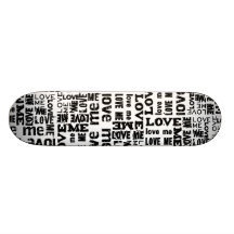 8928 BLACK WHITE LOVE TYPOGRAPHY DIGITAL ART COLLA CUSTOM SKATEBOARD