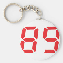 89 eighty-nine red alarm clock digital number keychain