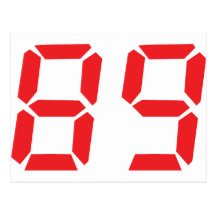 89 eighty-nine red alarm clock digital number postcards