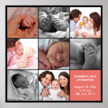 8 baby photo modern collage pink black border poster