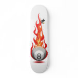 8 Ball On Fire On White skateboards