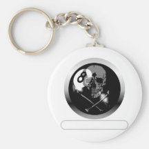 8 Ball Skull and Crossbones Key Chain