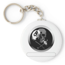 8 Ball Skull and Crossbones Key Chain