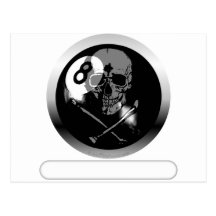 8 Ball Skull and Crossbones Post Cards