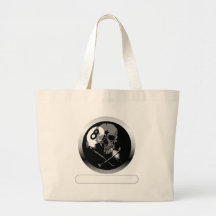 8 Ball Skull and Crossbones Tote Bags