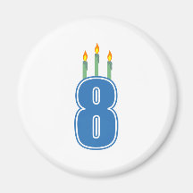 8 Birthday Candles (Blue / Green) Refrigerator Magnet