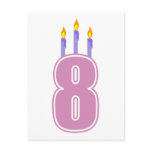 8 Birthday Candles (Pink / Purple) postcards