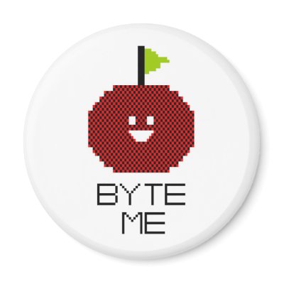 8-Bit Byte Me Cute Apple Pixel Art Fridge Magnet by 8BitStuff